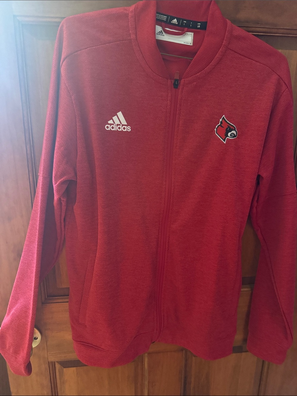 adidas Red Full-Zip Lightweight Track Jacket with Team Crest